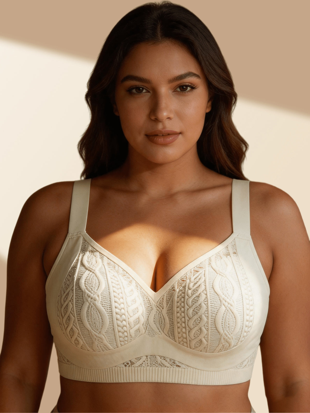 Soutien-gorge grande taille — Tricot ajouré, bonnet souple