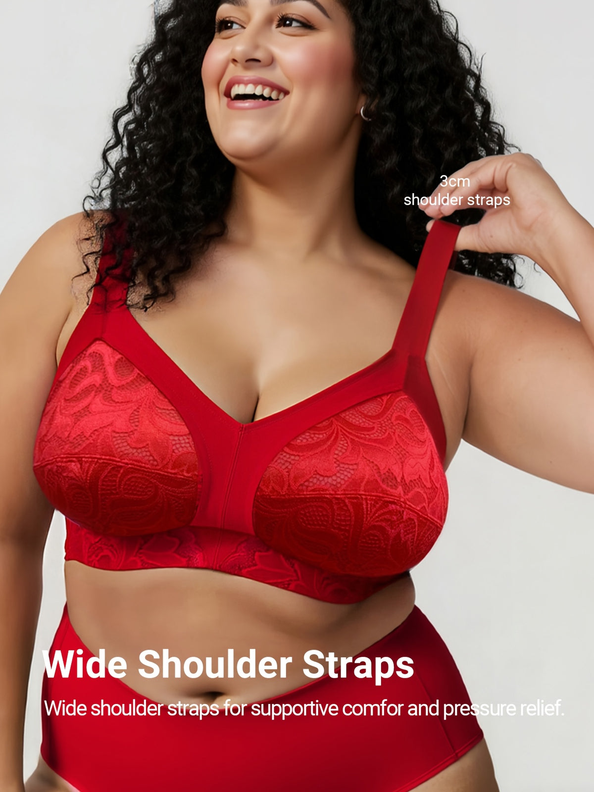 Soutien-gorge grande taille en dentelle, dos en U large