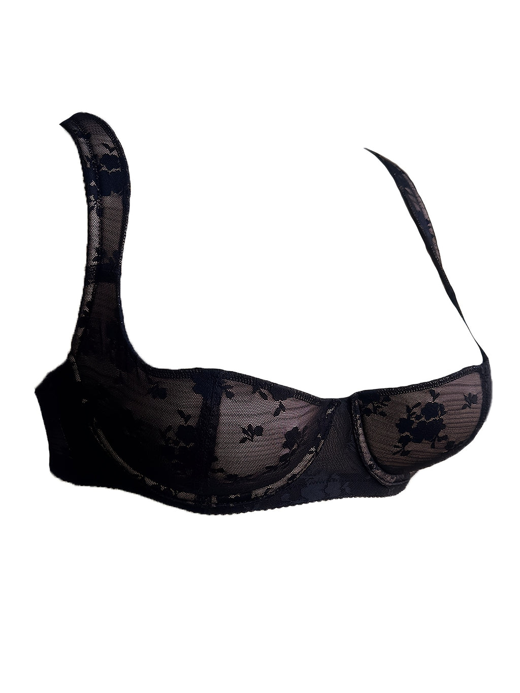 Soutien-gorge grande taille — Roses brodées, bonnet moulé