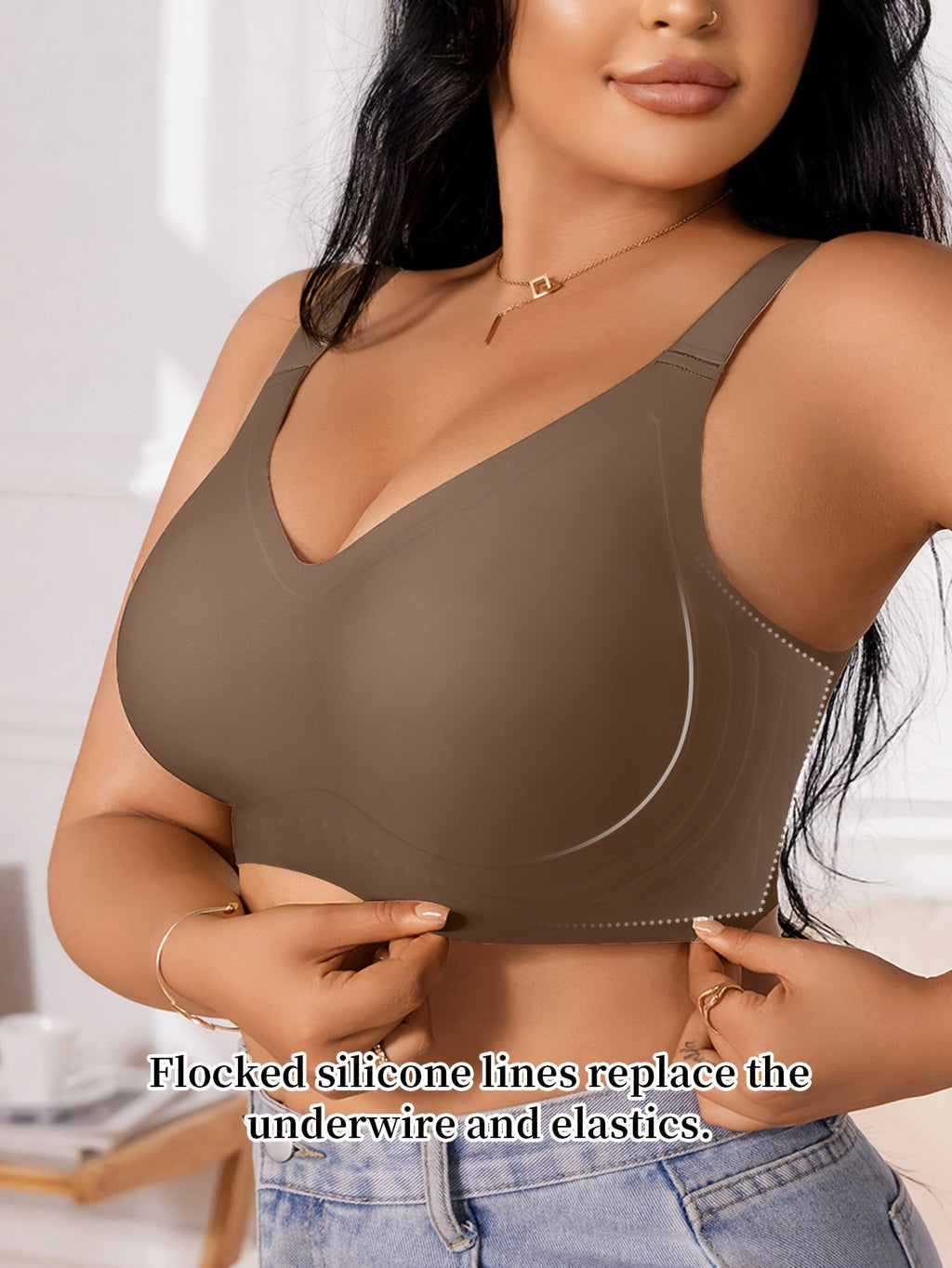 Soutien-gorge grande taille — Col V sans couture, dix teintes