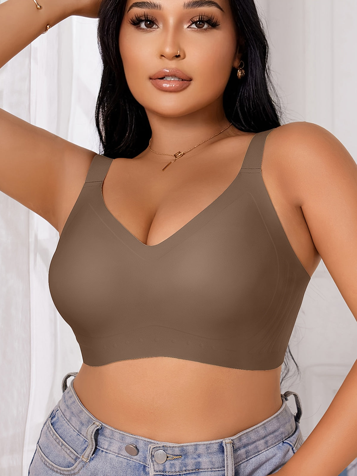 Soutien-gorge grande taille — Col V sans couture, dix teintes
