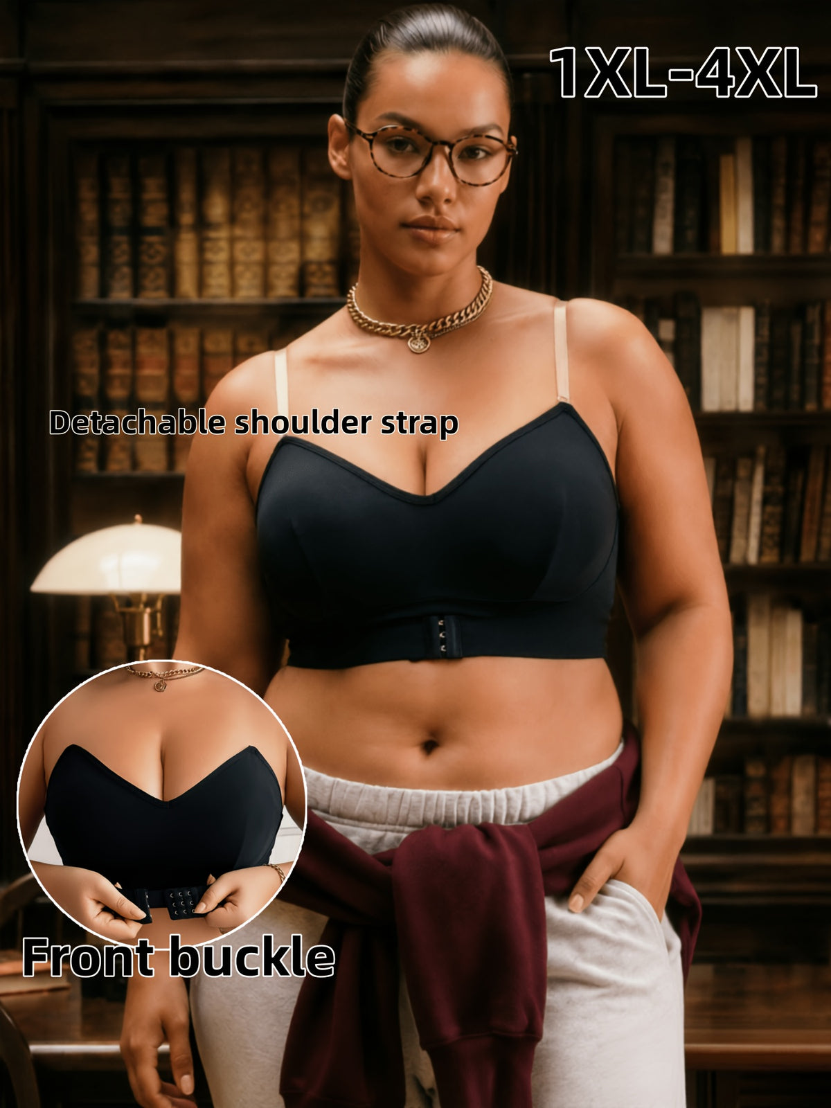 Soutien-gorge grande taille sans armature — Noir ou léopard
