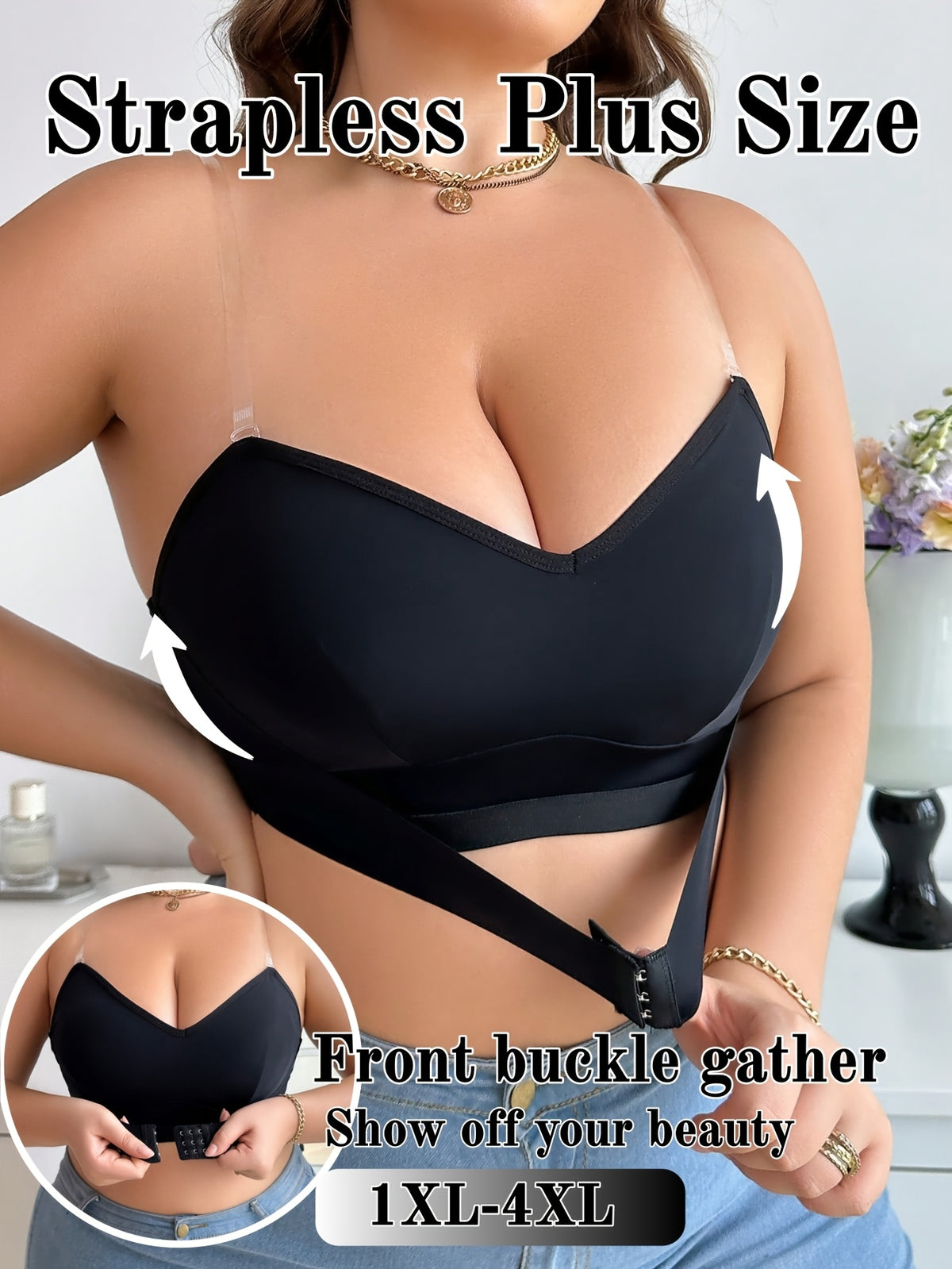 Soutien-gorge grande taille sans armature — Noir ou léopard