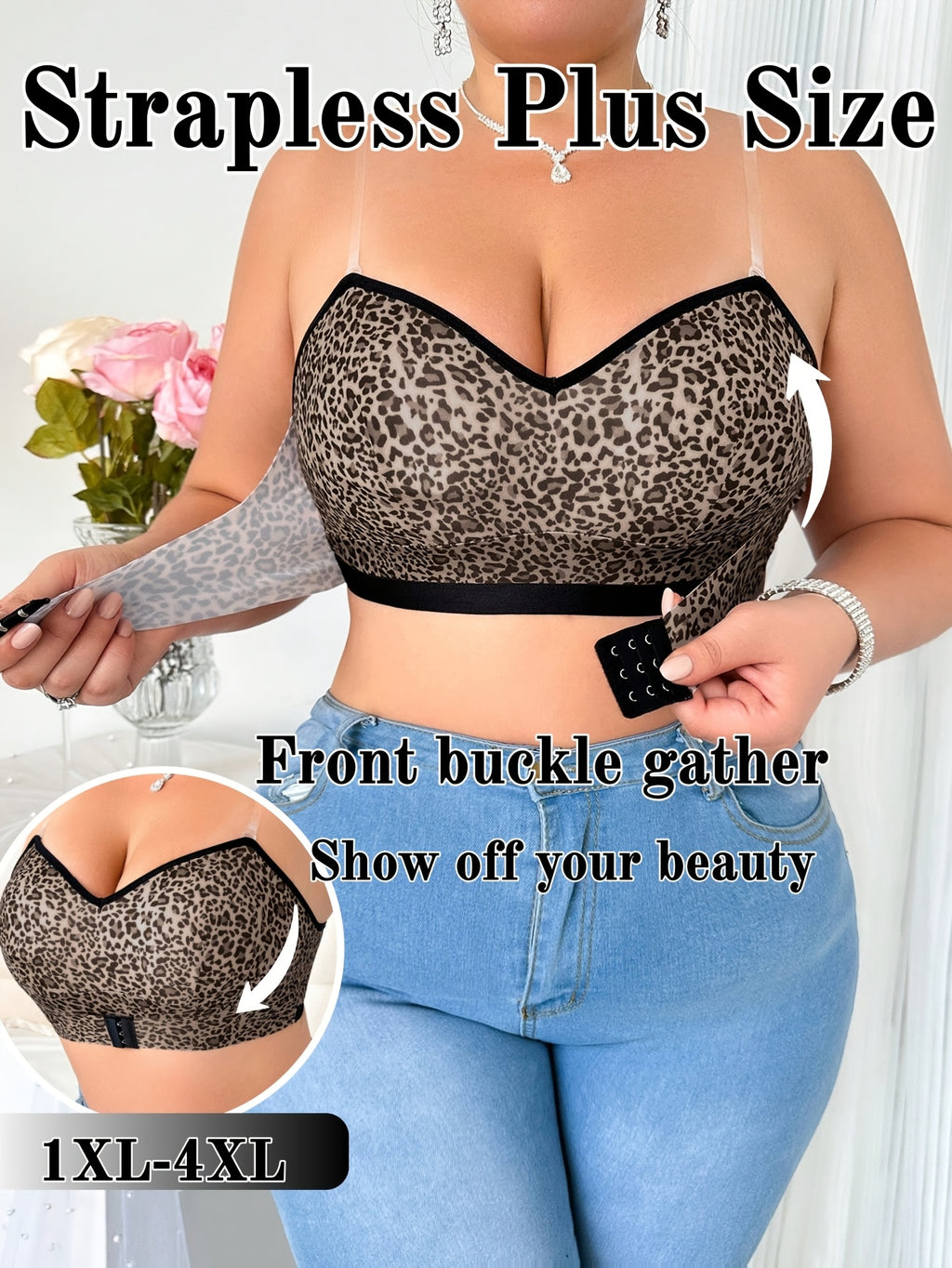 Soutien-gorge grande taille sans armature — Noir ou léopard