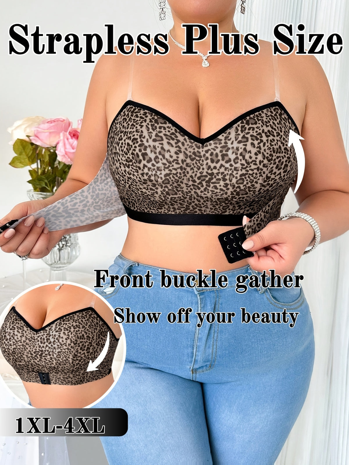 Soutien-gorge grande taille sans armature — Noir ou léopard