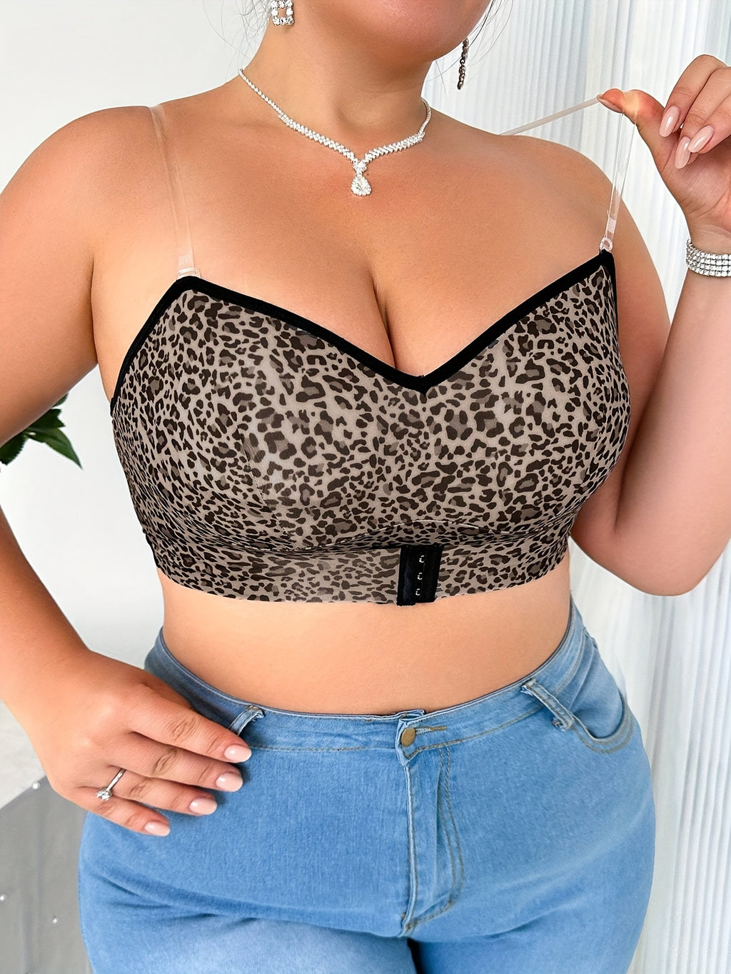 Soutien-gorge grande taille sans armature — Noir ou léopard