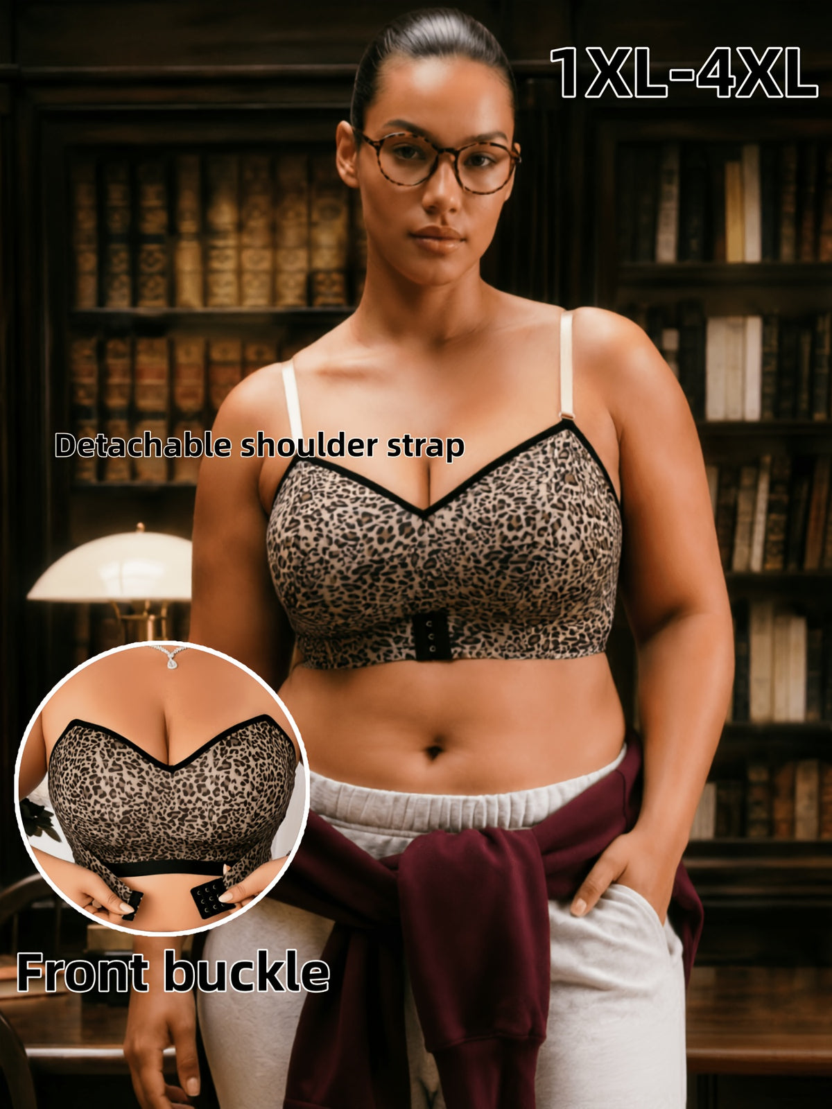 Soutien-gorge grande taille sans armature — Noir ou léopard
