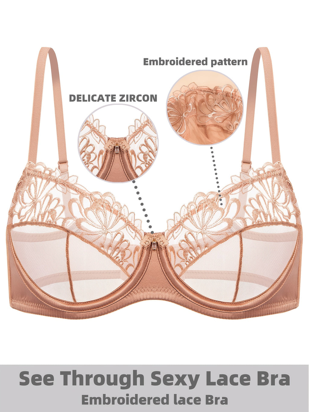 Soutien-gorge grande taille — Maille transparente brodée