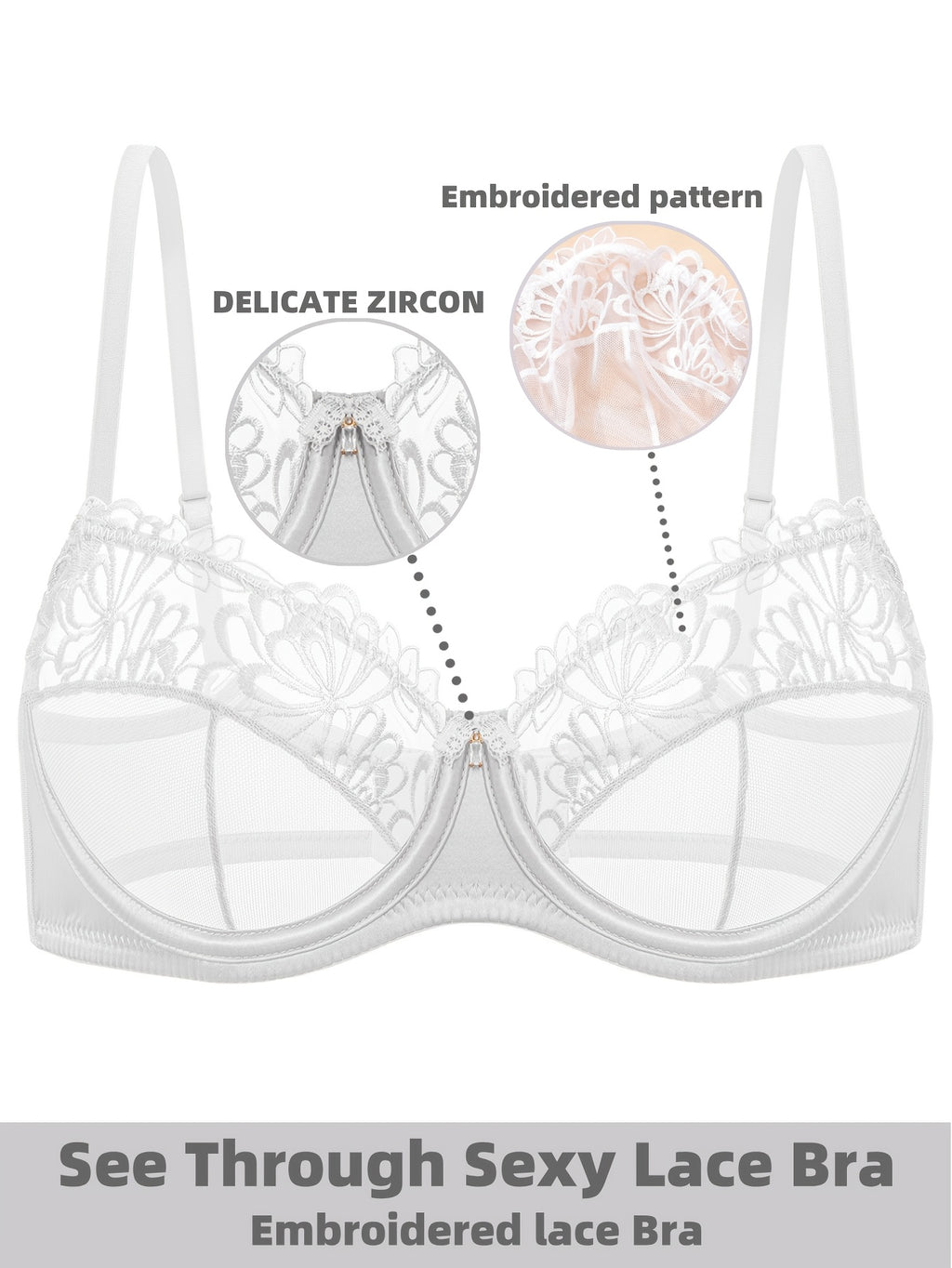 Soutien-gorge grande taille — Maille transparente brodée