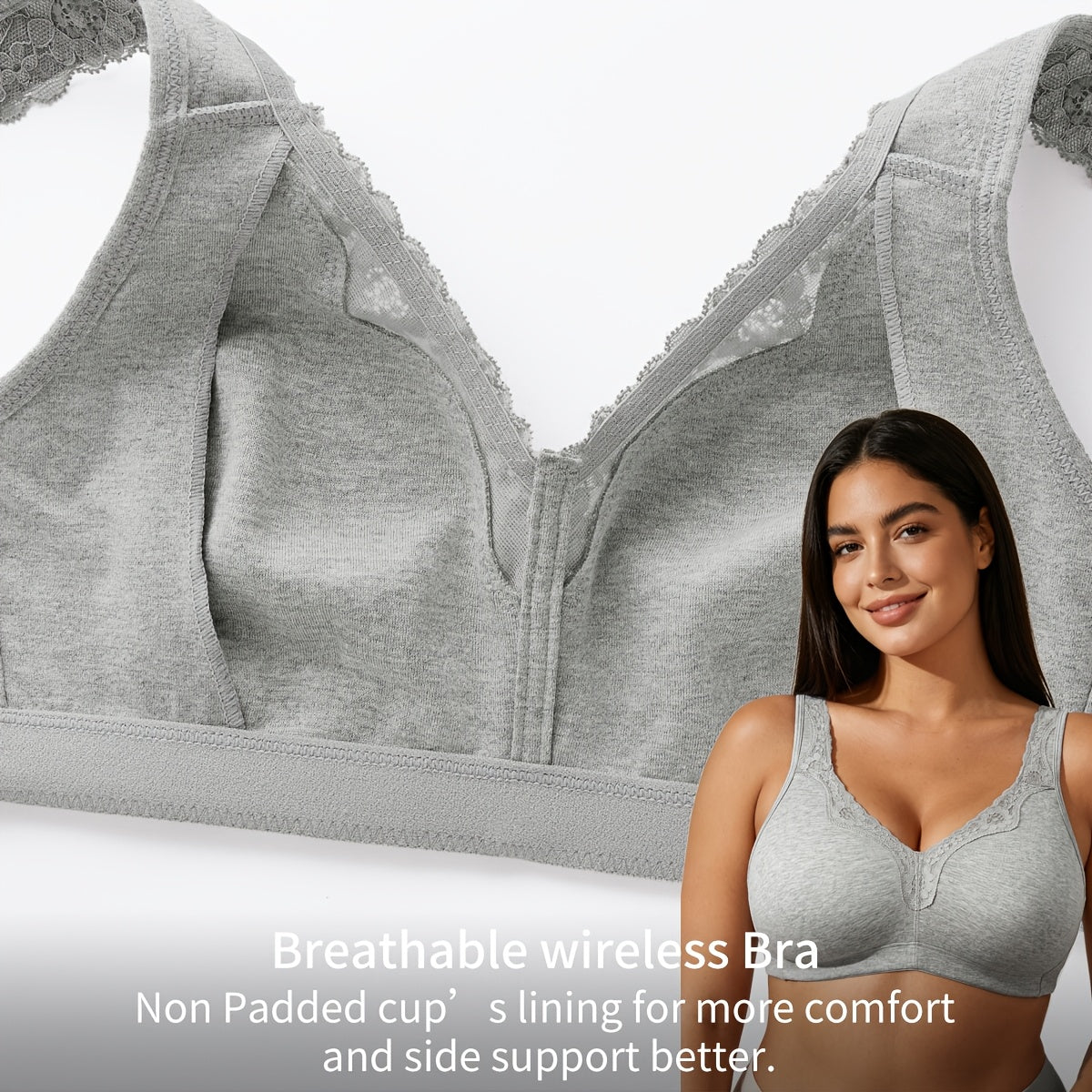 Soutien-gorge minimiseur grande taille, coton, jusqu'au 100F