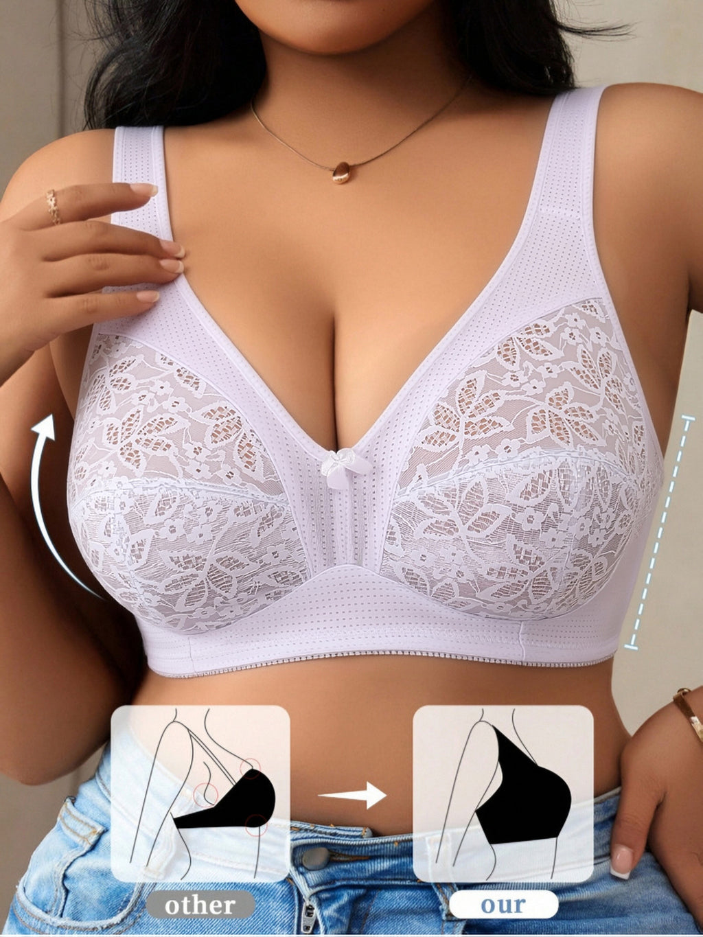 Soutien-gorge minimiseur grande taille — Maille perforée