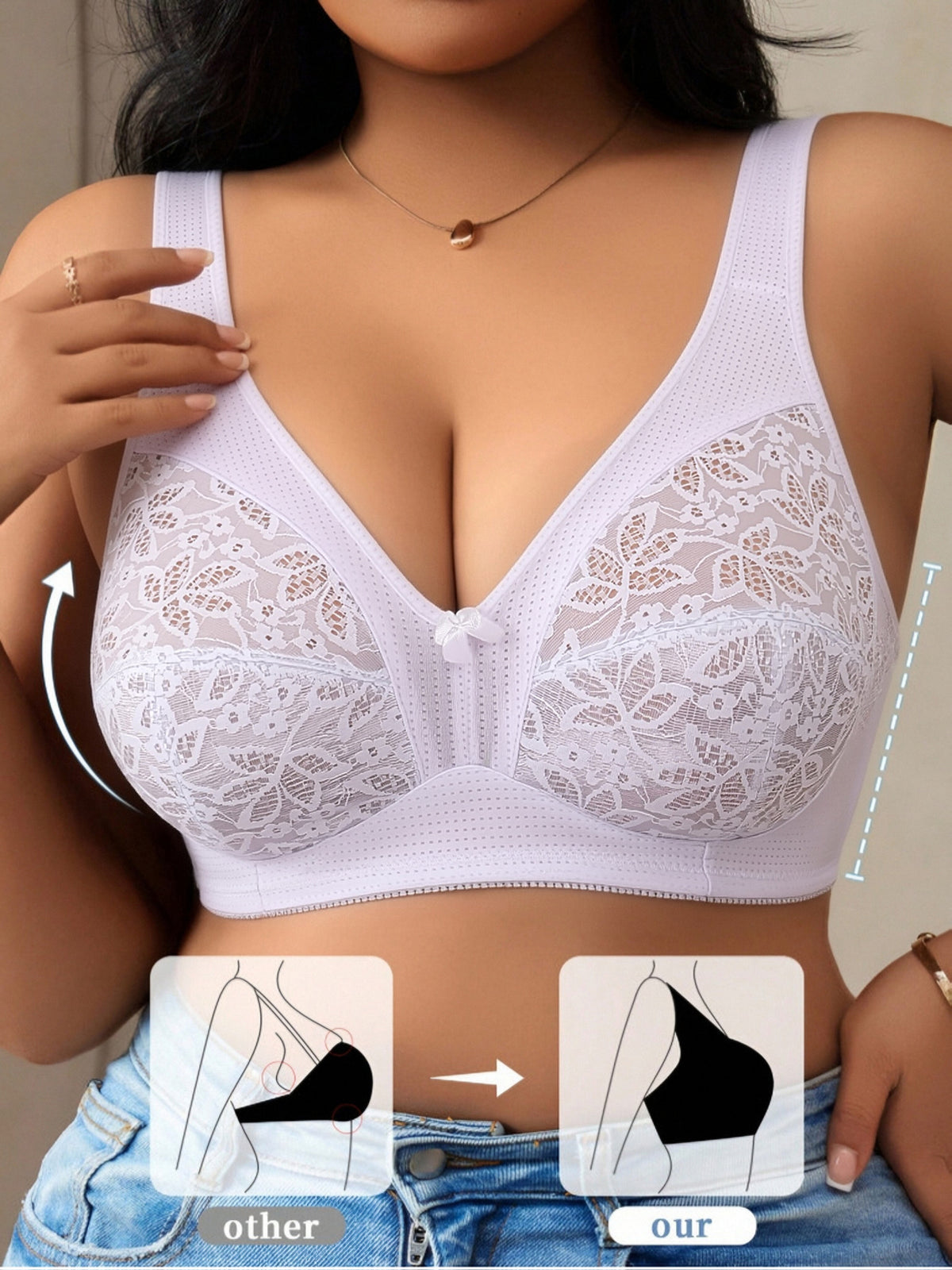 Soutien-gorge minimiseur grande taille — Maille perforée