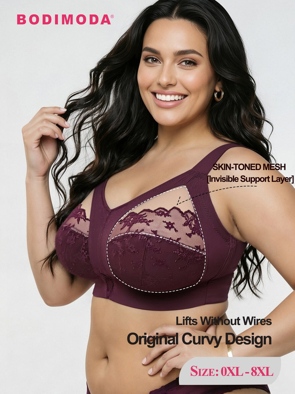 Soutien-gorge minimiseur grande taille — Dentelle transparente