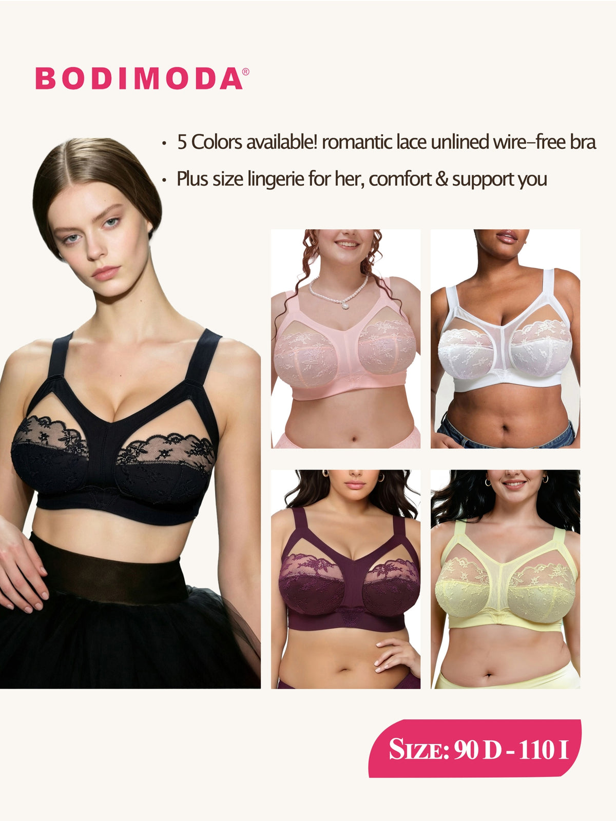 Soutien-gorge minimiseur grande taille — Dentelle transparente