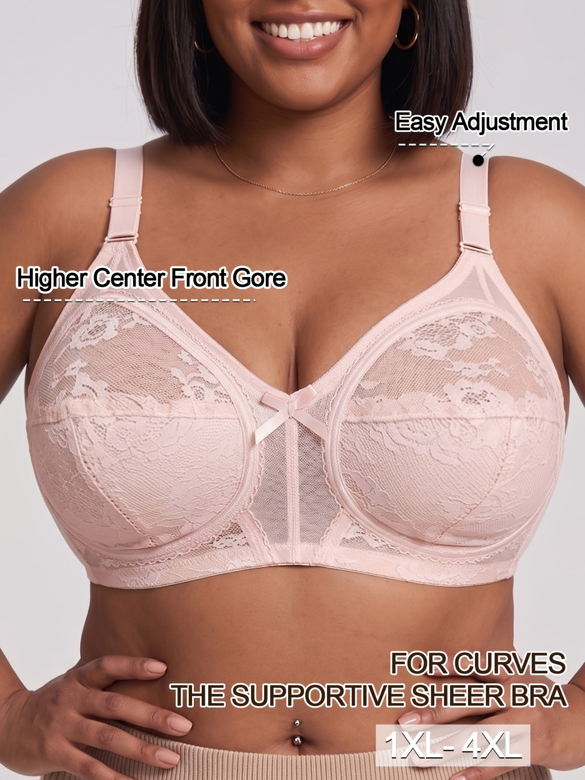 Soutien-gorge grande taille — Guipure entière, pontet haut