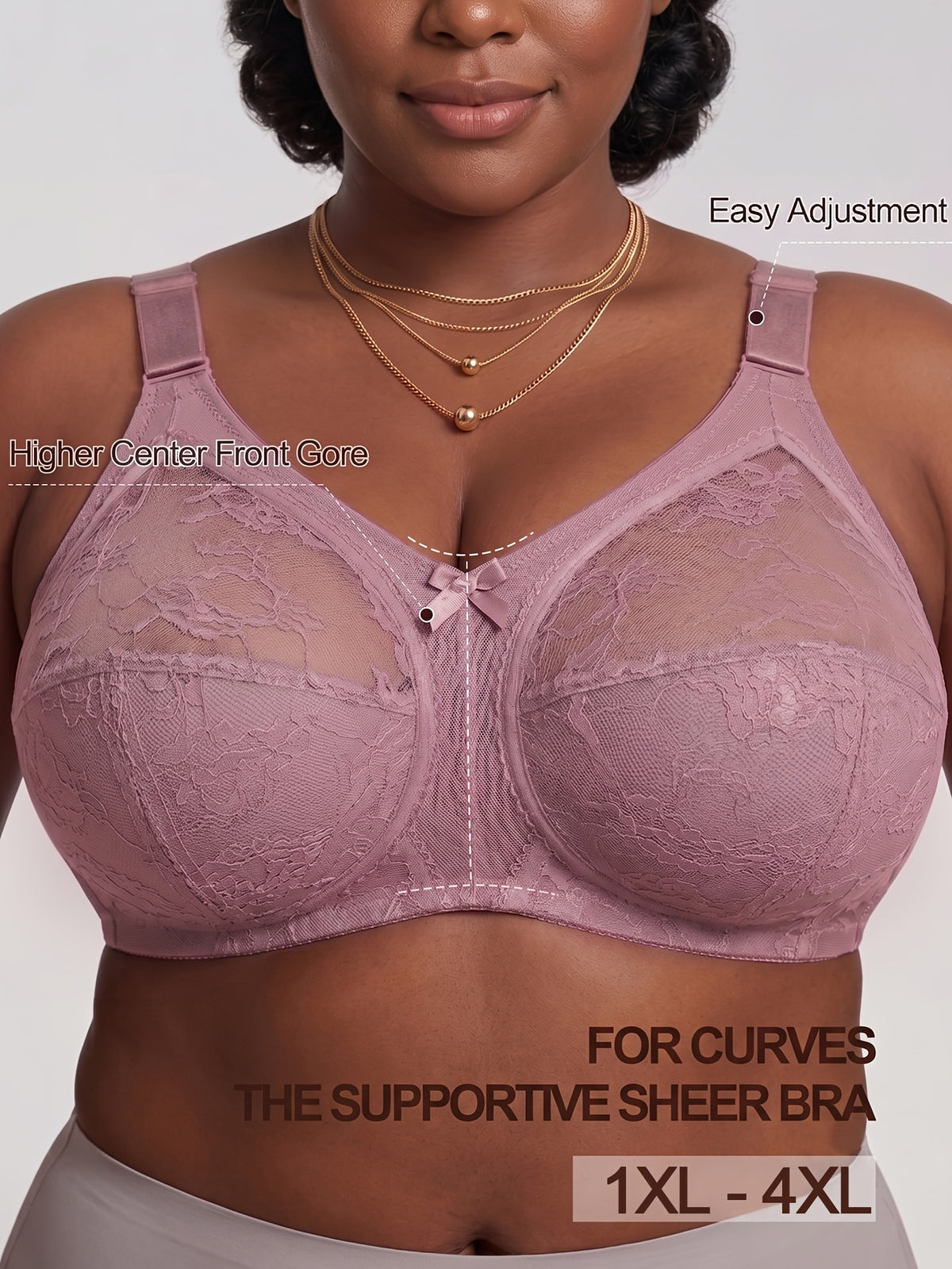 Soutien-gorge grande taille — Guipure entière, pontet haut