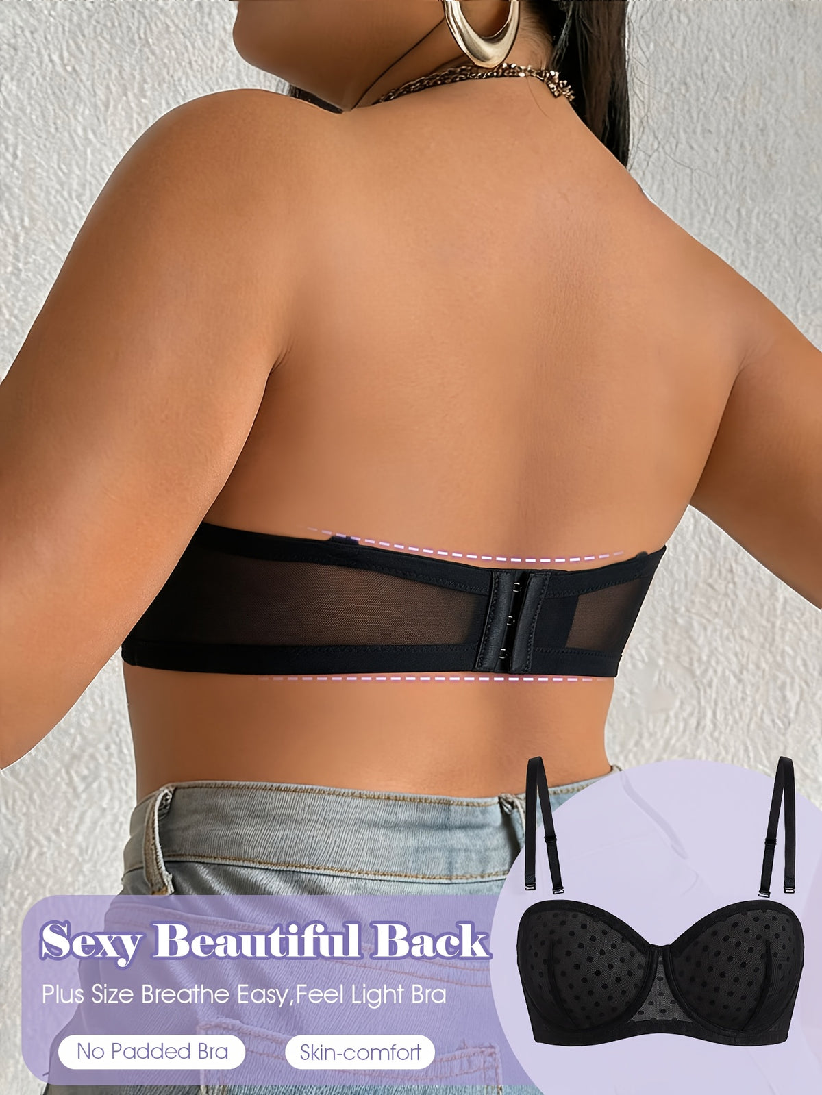 Soutien-gorge minimiseur bandeau grande taille — Licou amovible