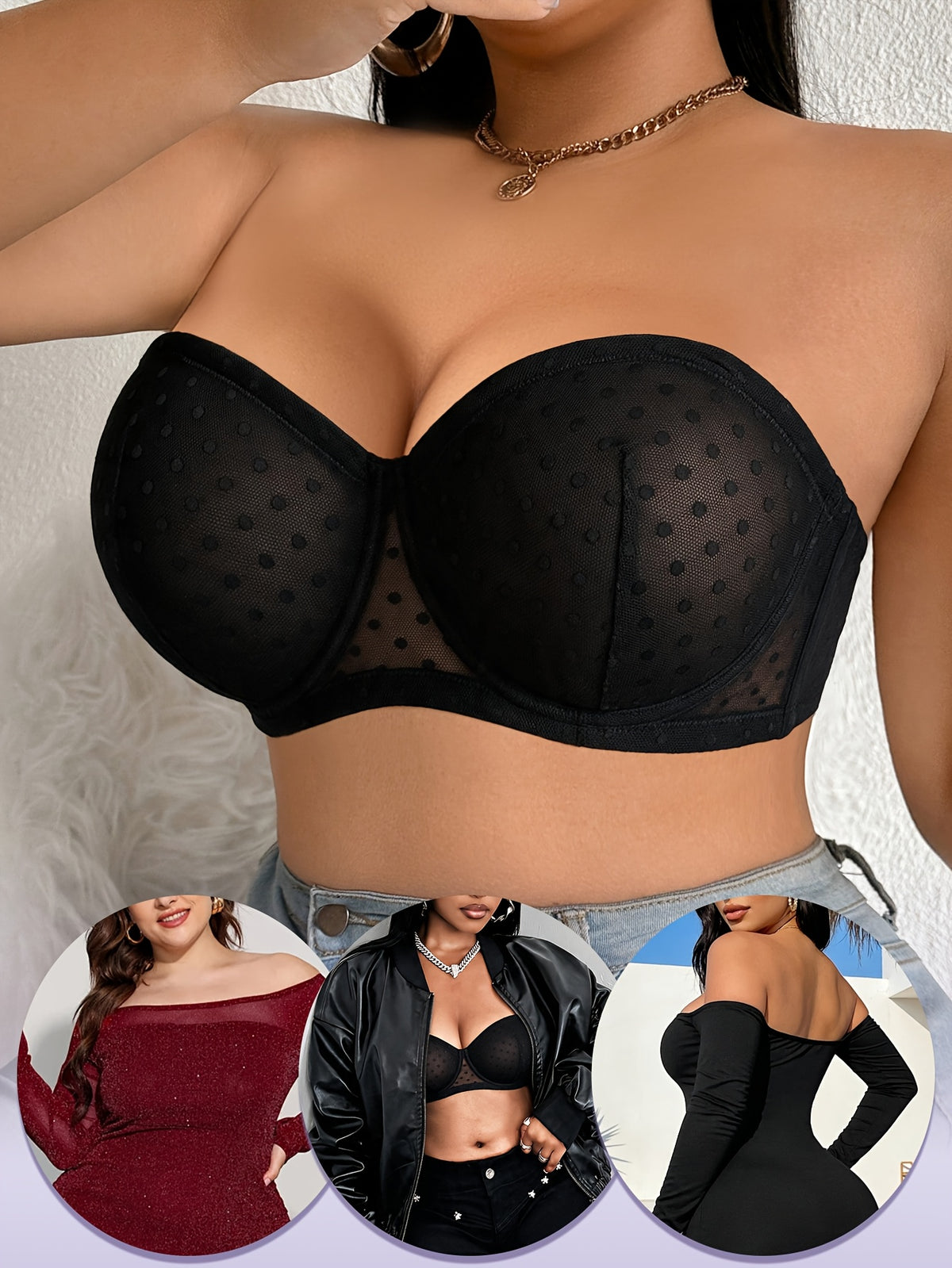 Soutien-gorge minimiseur bandeau grande taille — Licou amovible