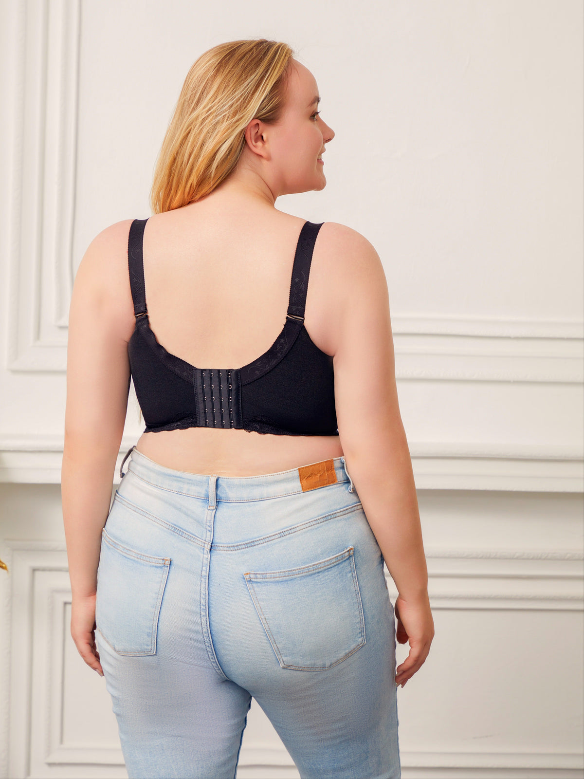 Soutien-gorge grande taille — Noir plissé et coupe longue