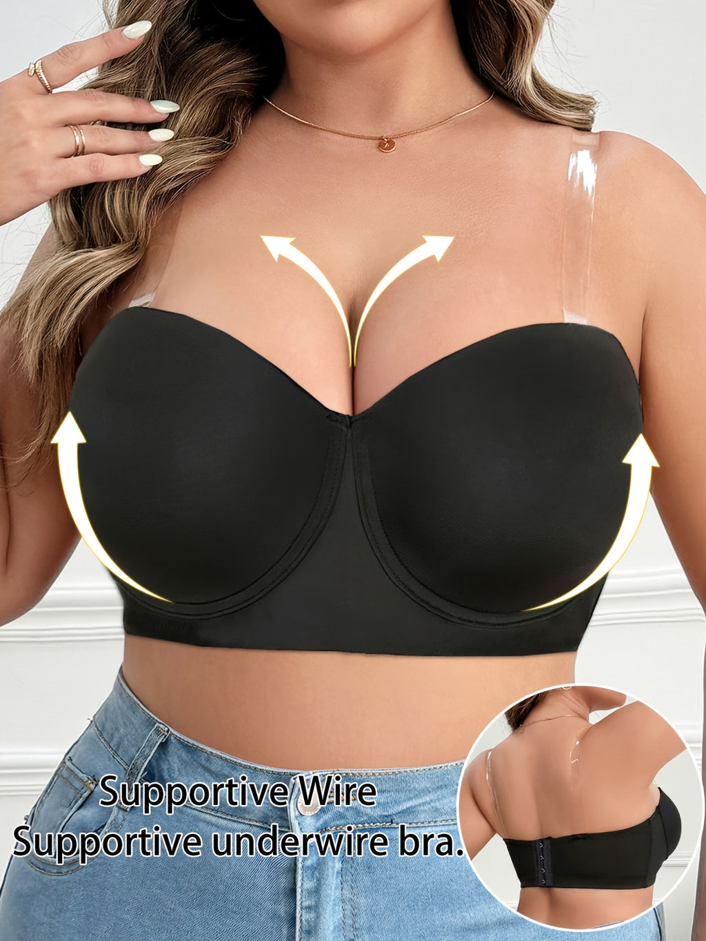 Soutien-gorge push-up grande taille — Bandeau noir, 24 tailles