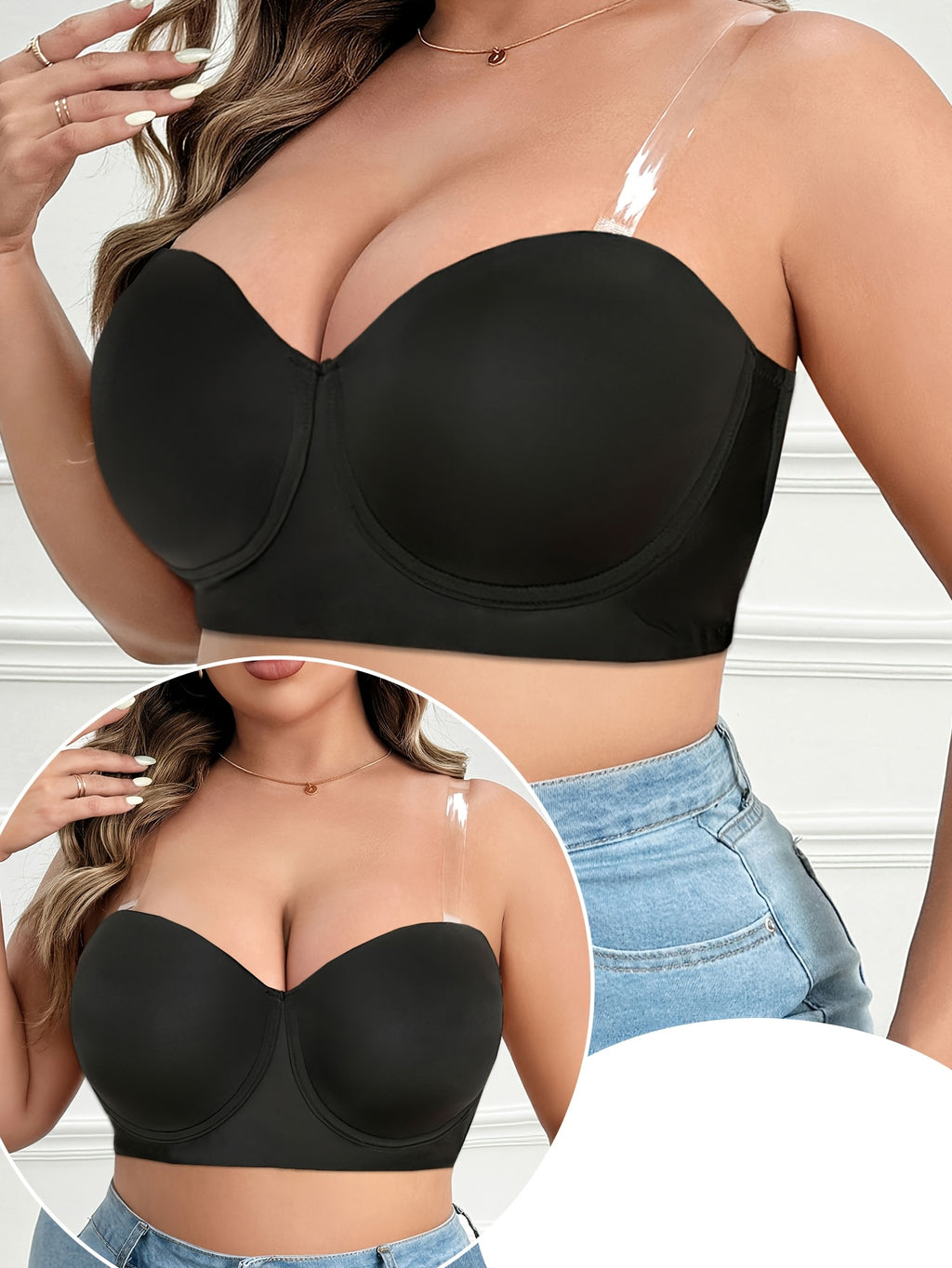 Soutien-gorge push-up grande taille — Bandeau noir, 24 tailles