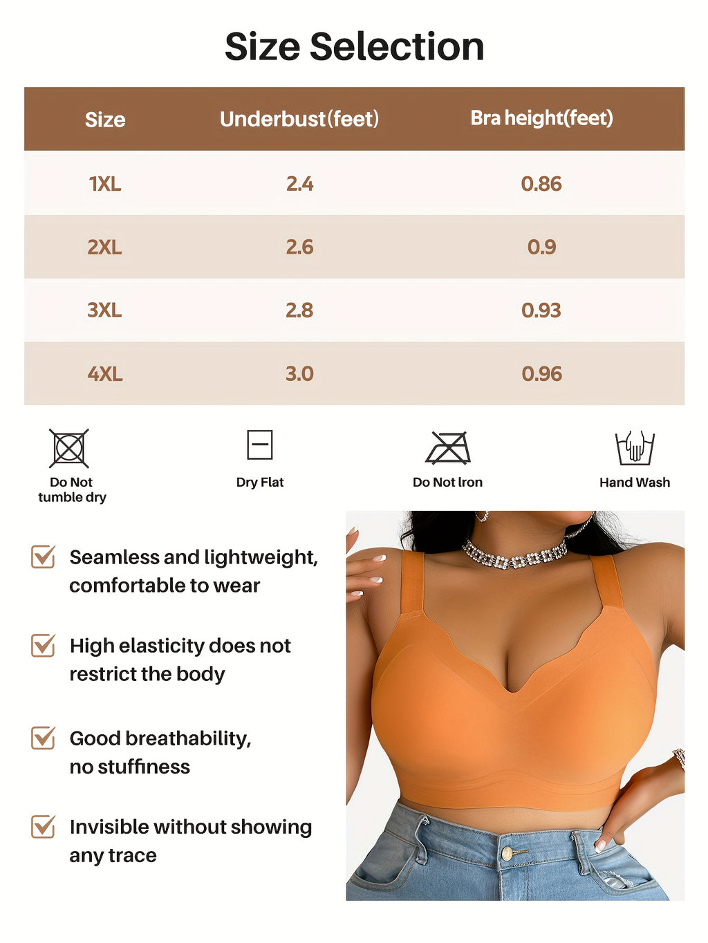 Soutien-gorge sans armatures grande taille — Moulé sans couture