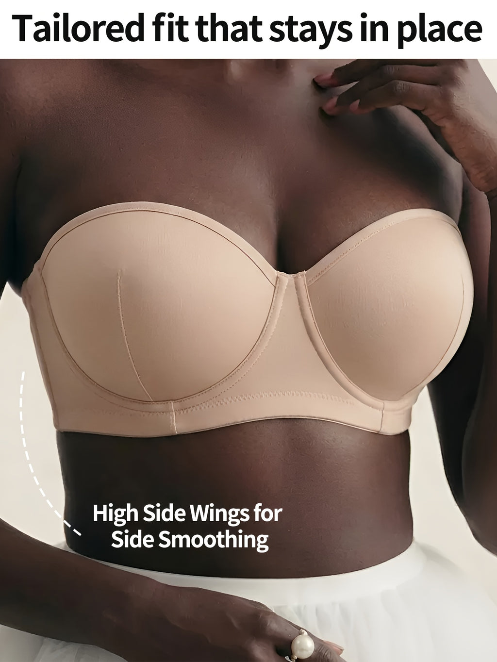 Soutien-gorge sans bretelles grande taille — Dos antidérapant nude