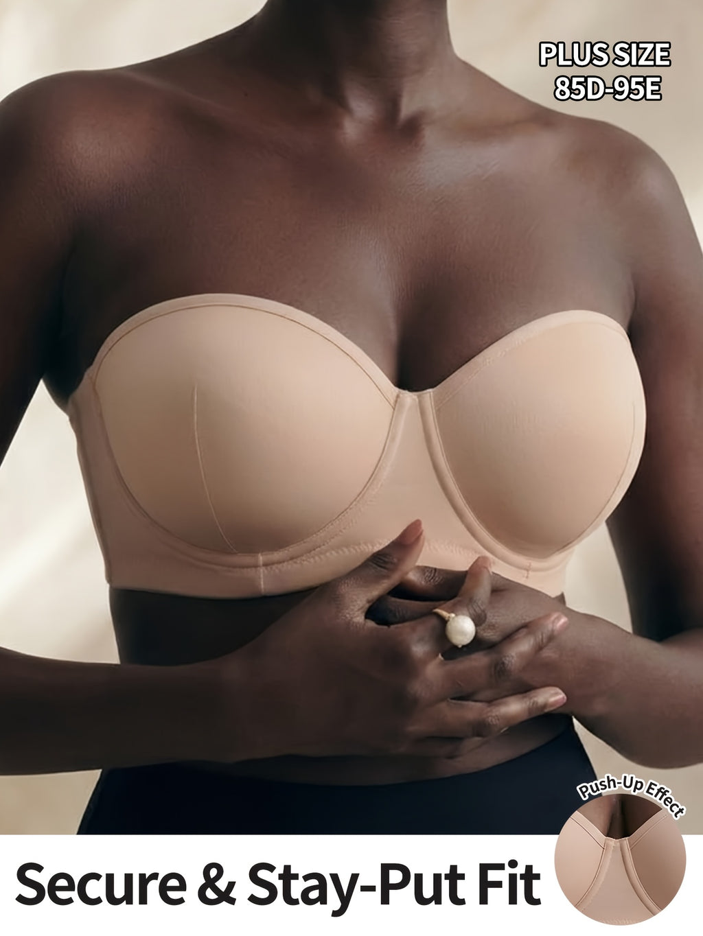 Soutien-gorge sans bretelles grande taille — Dos antidérapant nude