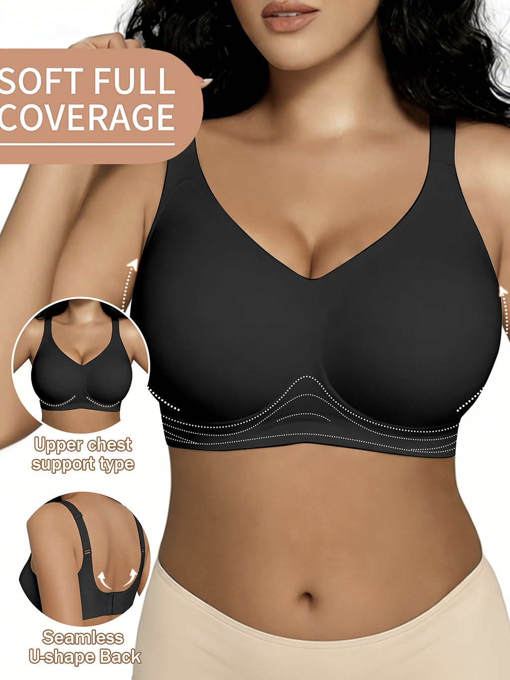 Soutien-gorge grande taille sans fil — Coques fixes, cinq teintes