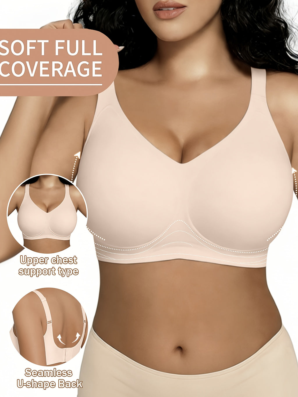 Soutien-gorge grande taille sans fil — Coques fixes, cinq teintes