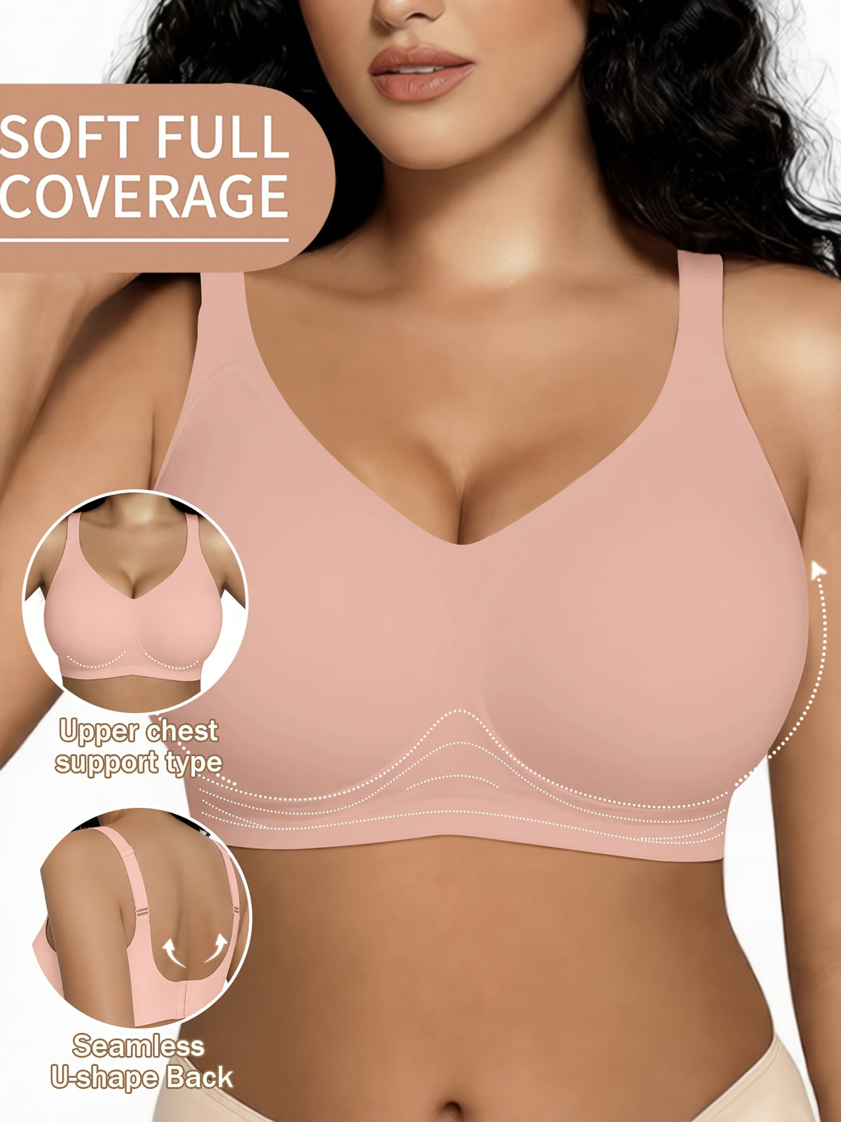 Soutien-gorge grande taille sans fil — Coques fixes, cinq teintes