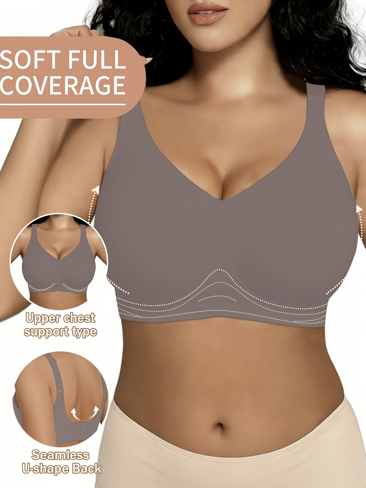 Soutien-gorge grande taille sans fil — Coques fixes, cinq teintes