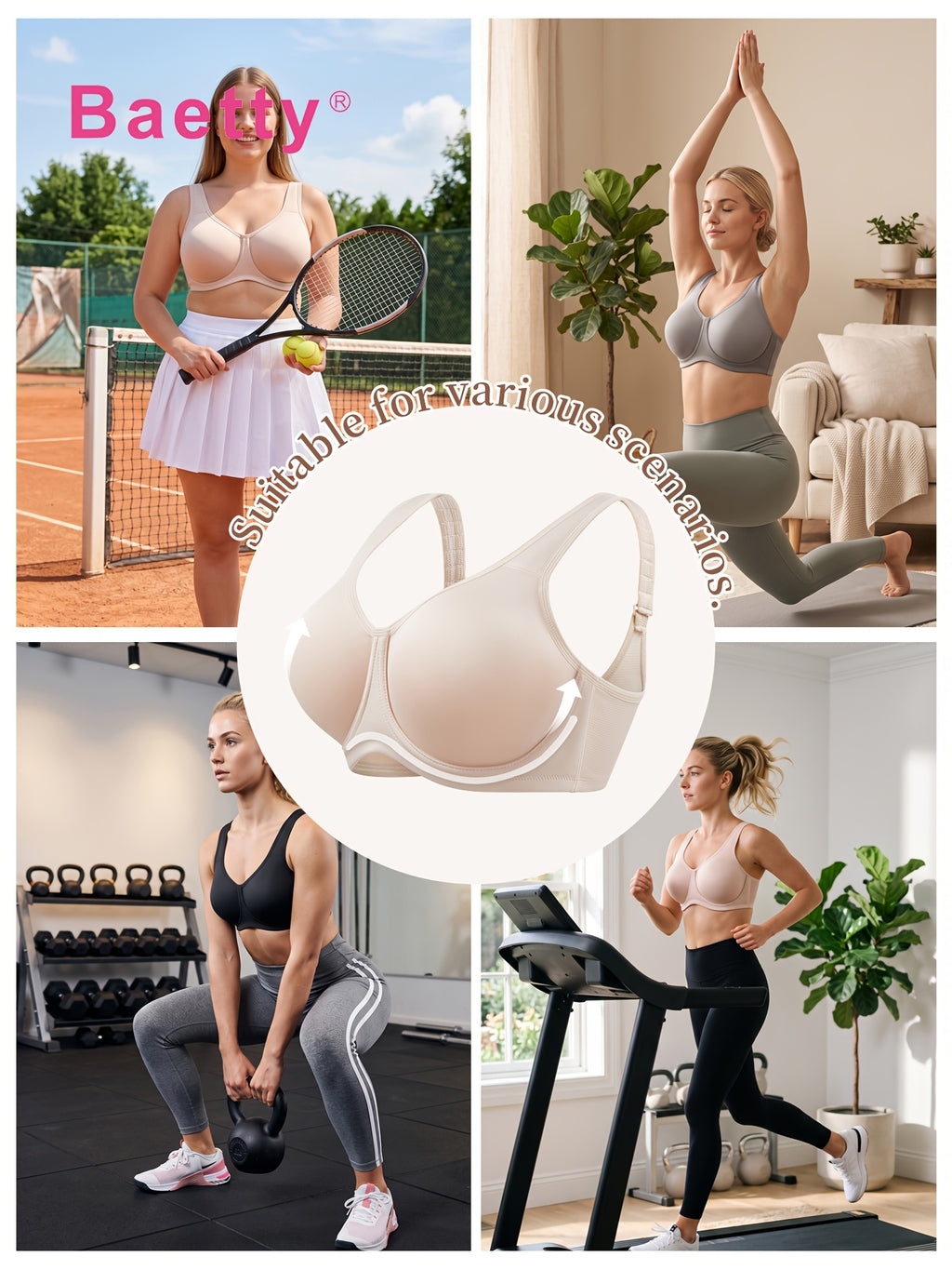 Soutien-gorge de sport grande taille — Deux bonnets cerclés