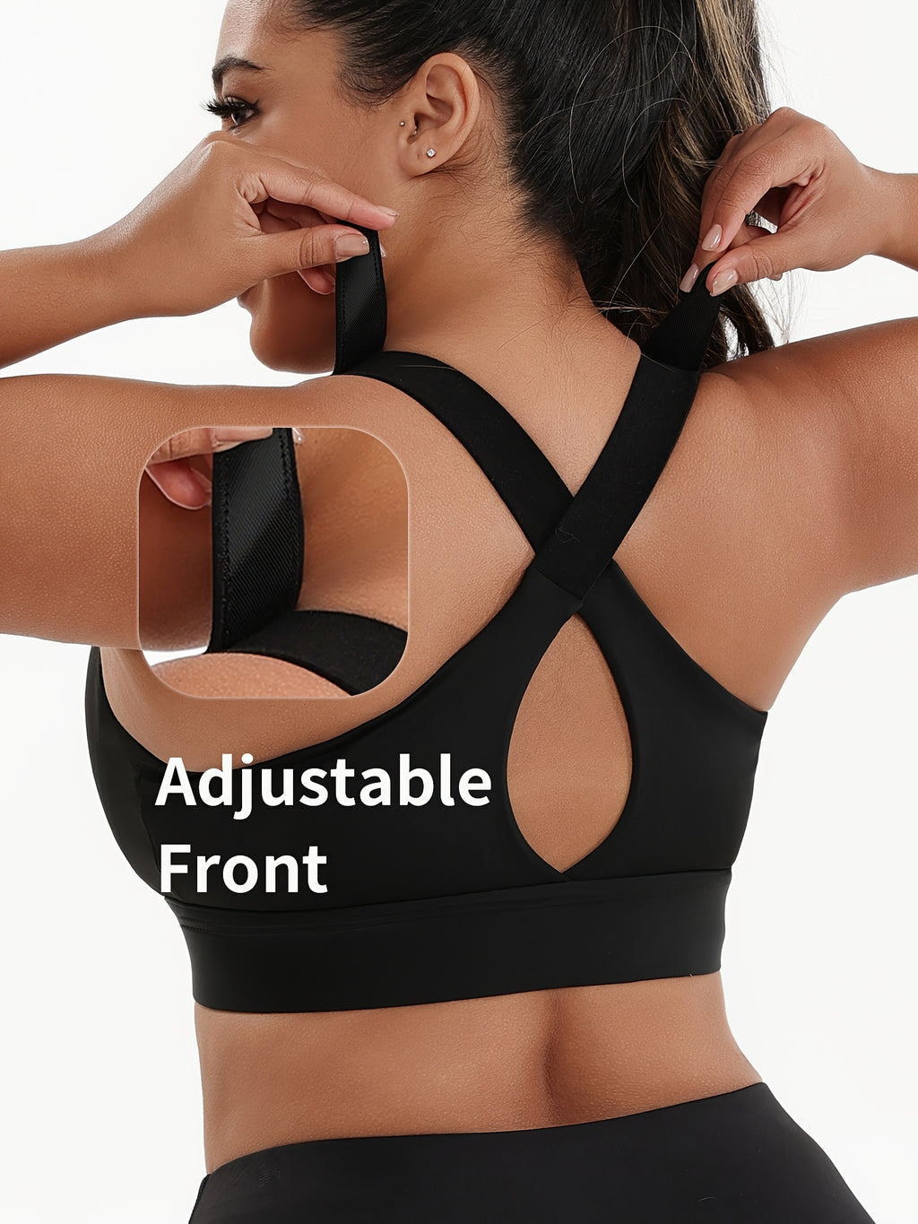 Soutien-gorge de sport grande taille, zip devant, dos en X