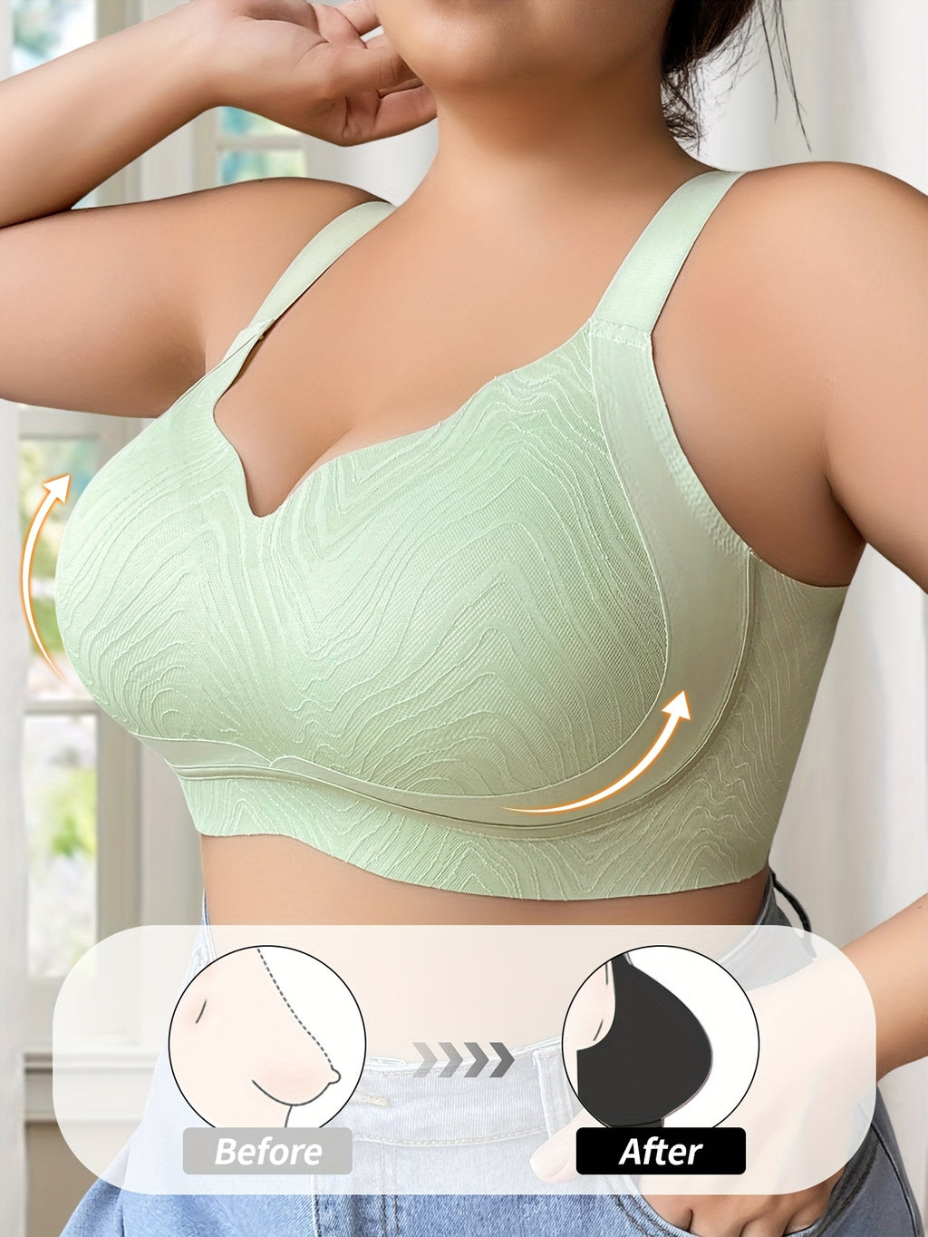 Soutien-gorge sans armature grande taille — Tissu gaufré, 5 teintes