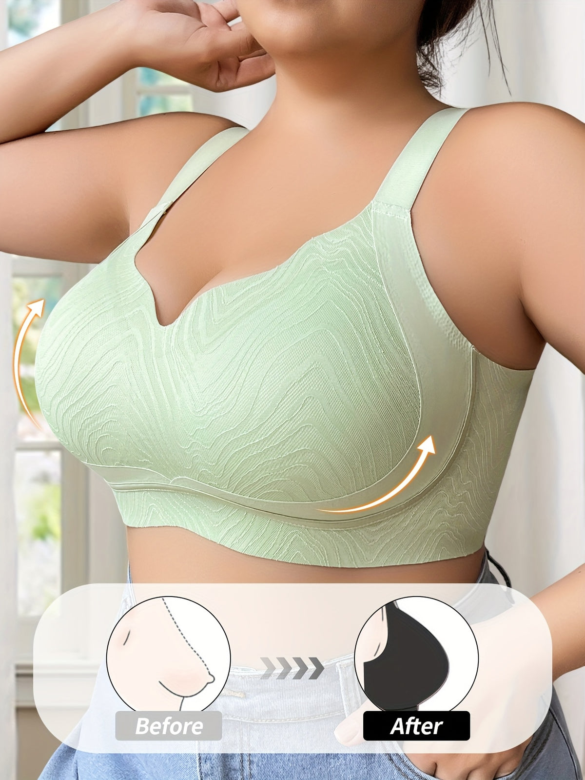 Soutien-gorge sans armature grande taille — Tissu gaufré, 5 teintes