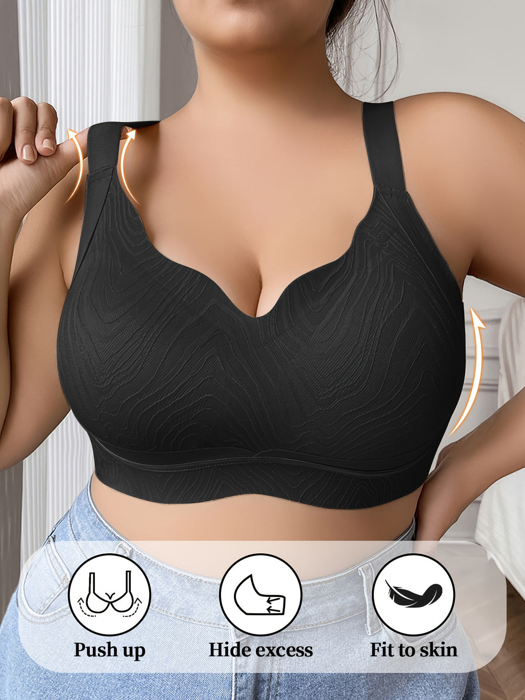 Soutien-gorge sans armature grande taille — Tissu gaufré, 5 teintes