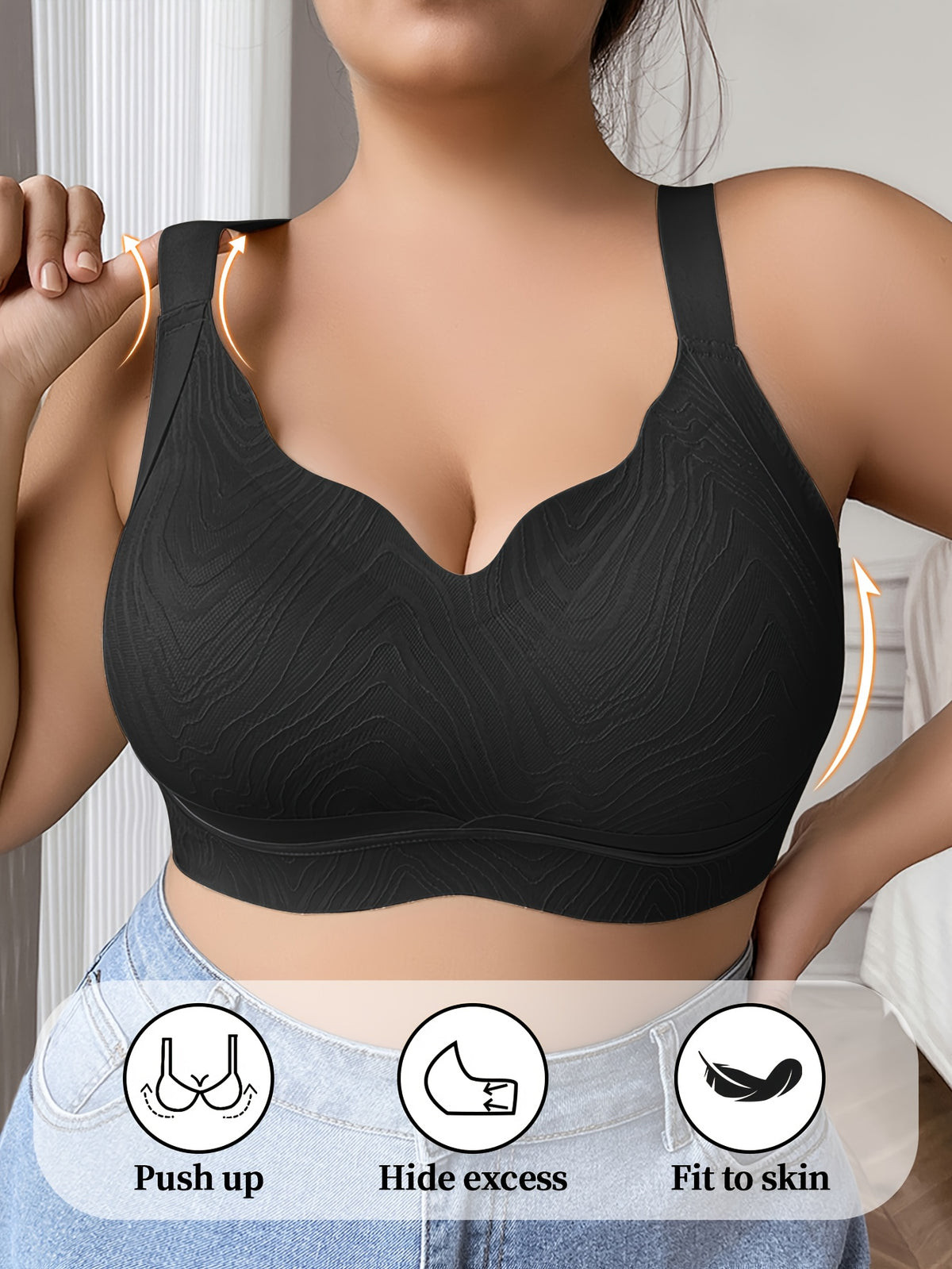 Soutien-gorge sans armature grande taille — Tissu gaufré, 5 teintes