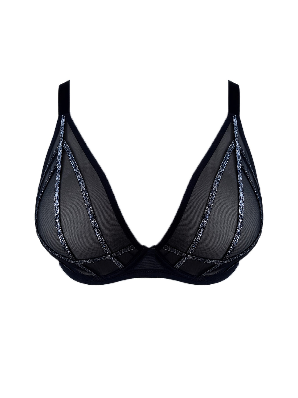Soutien-gorge grande taille, triangle, galon lurex argent