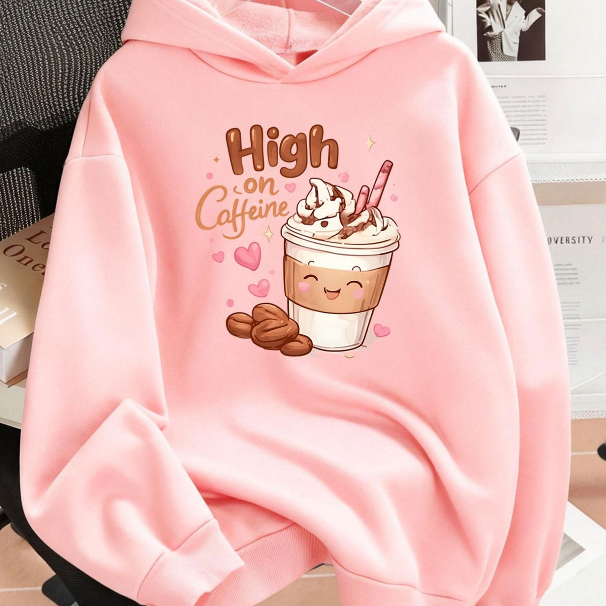 Sweat à capuche grande taille - Coupe décontractée et imprimé café gourmand Image