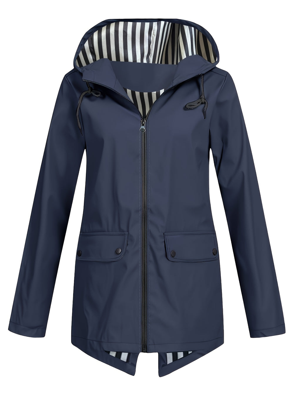 Veste grande taille, capuche, poches plaquées, esprit décontracté