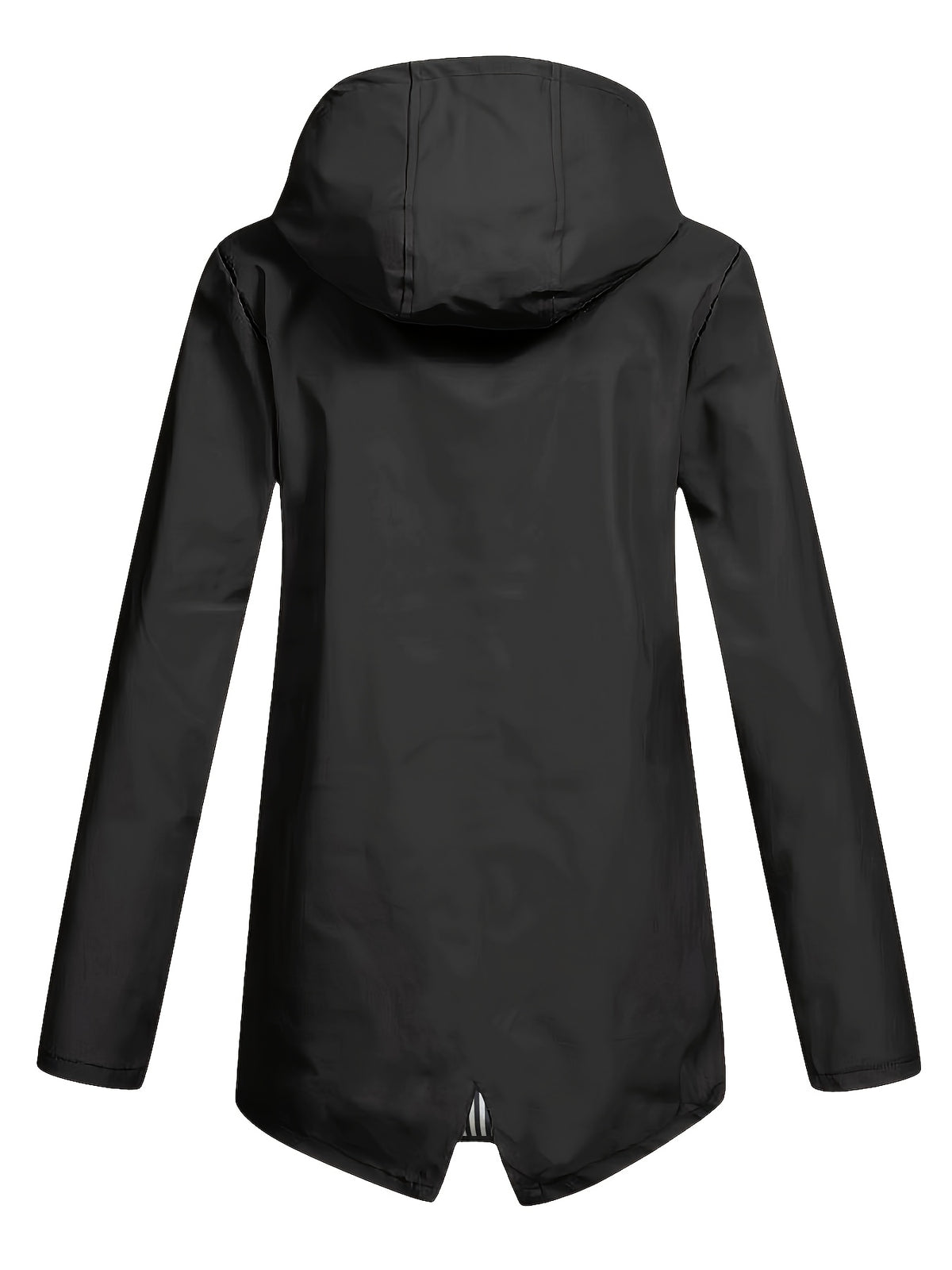 Veste grande taille, capuche, poches plaquées, esprit décontracté, vu de dos