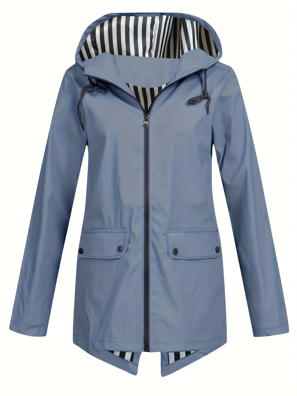 Veste grande taille, capuche, poches plaquées, esprit décontracté, vue de profil