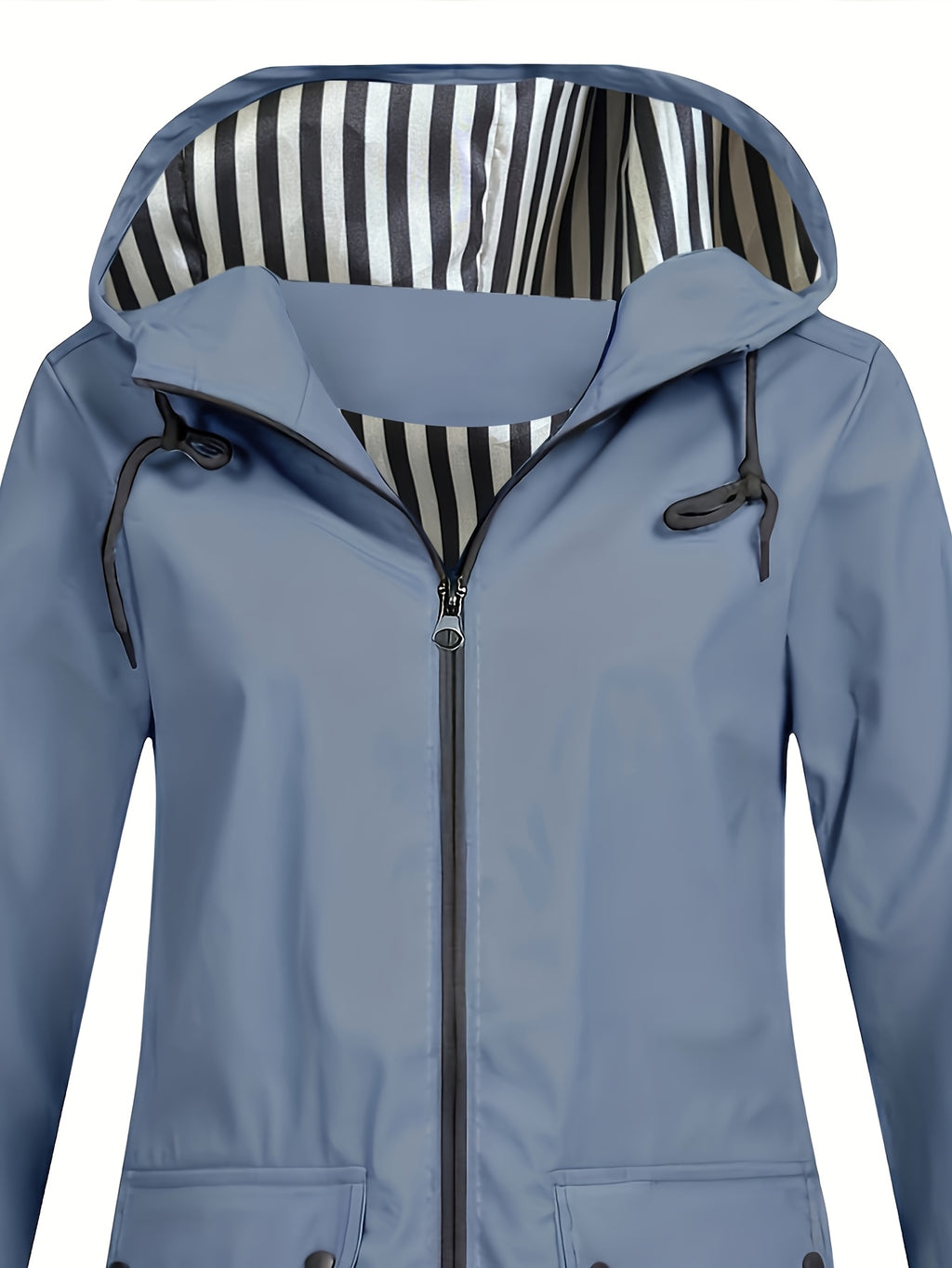 Veste grande taille, capuche, poches plaquées, esprit décontracté, autre coloris