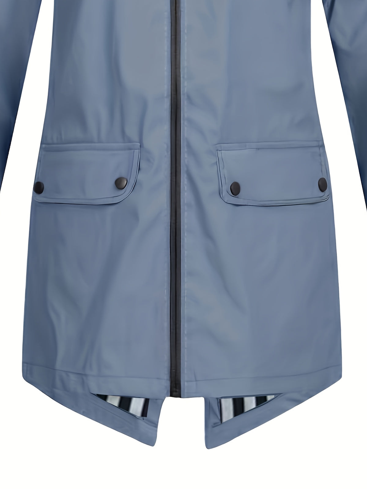 Veste grande taille, capuche, poches plaquées, esprit décontracté, vu de dos