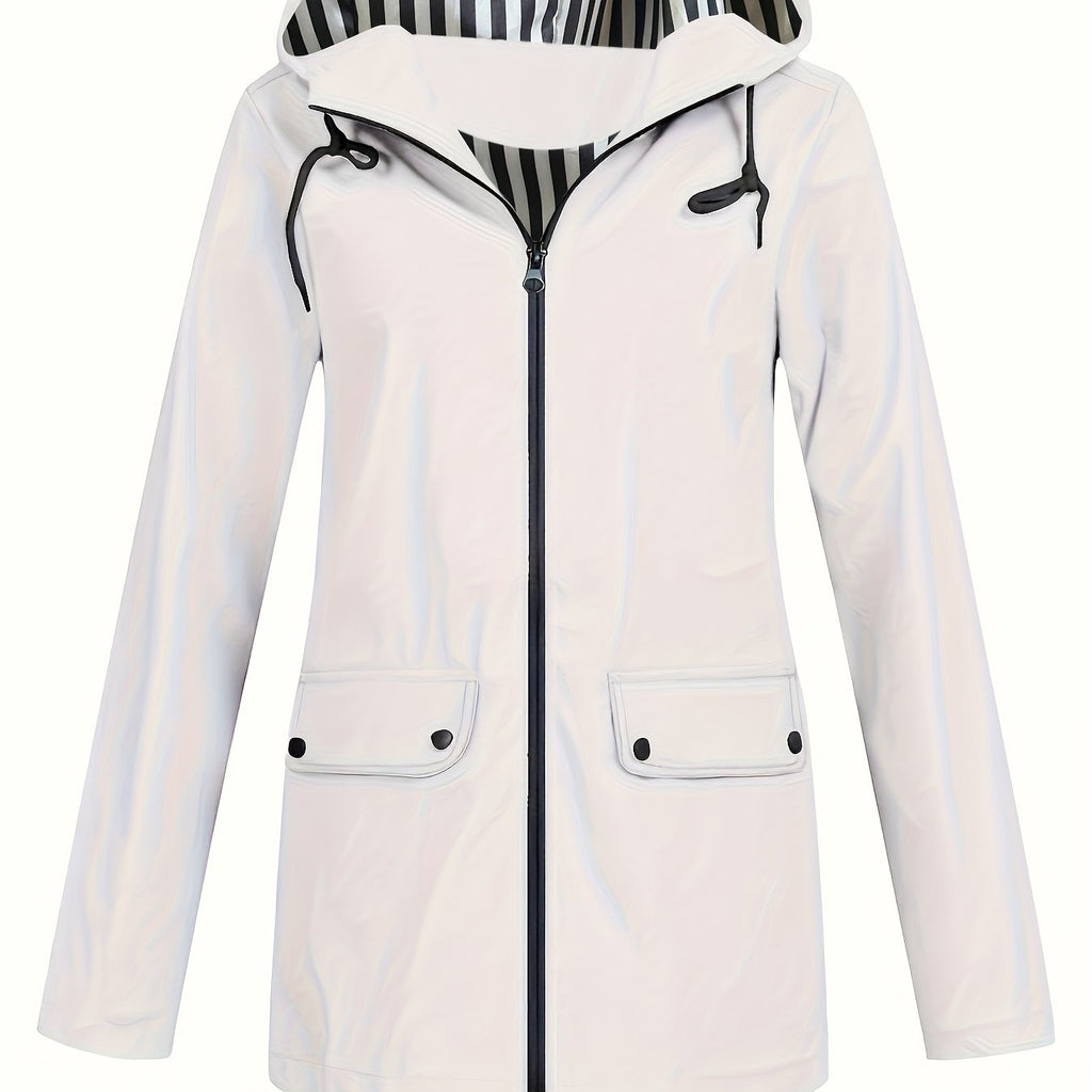 Veste grande taille, capuche, poches plaquées, esprit décontracté — composition : 100% Polyester