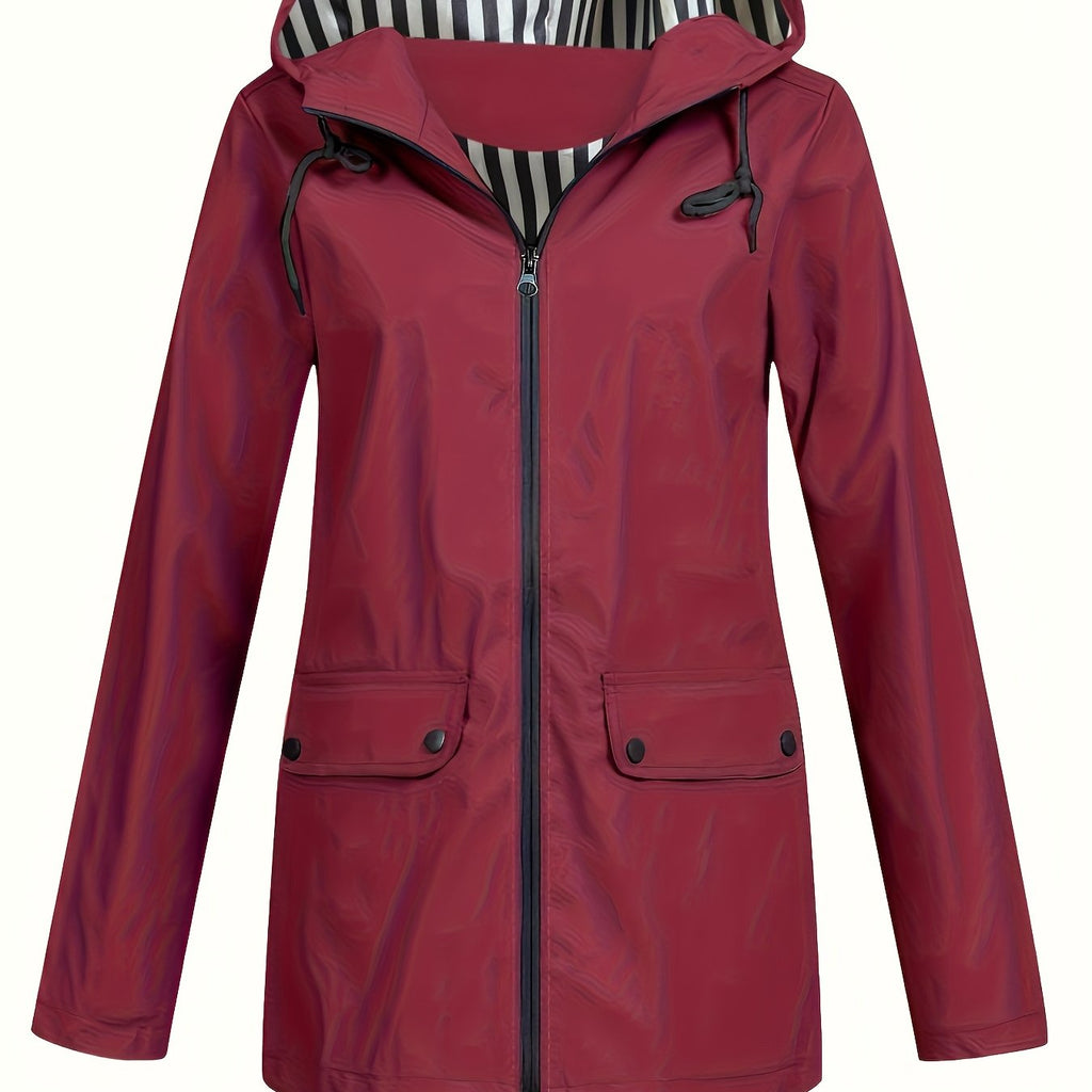 Veste grande taille, capuche, poches plaquées, esprit décontracté, vu de dos
