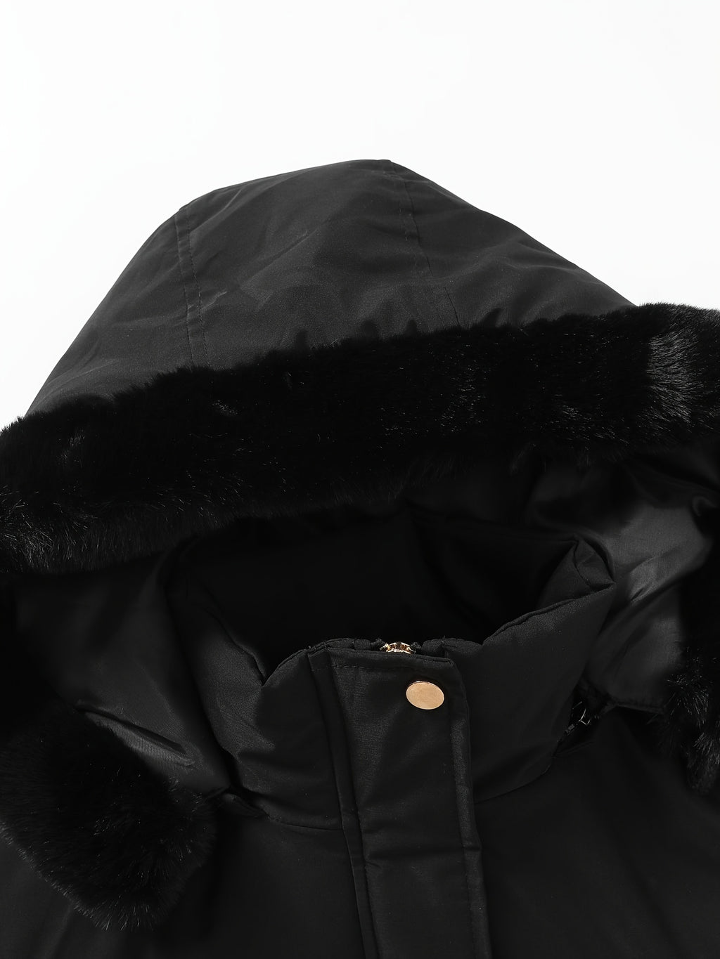 Veste grande taille, coupe oversize, longueur midi, capuche, vu de dos