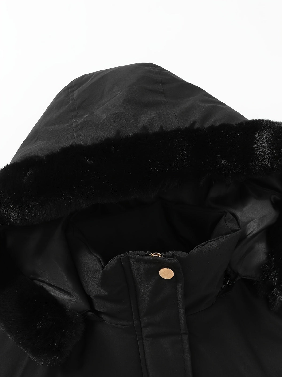 Veste grande taille, coupe oversize, longueur midi, capuche, vu de dos
